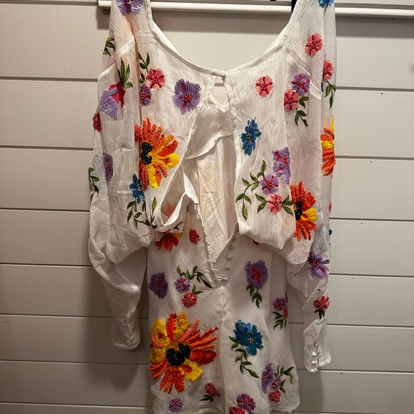 ASOS White Mini Dress Flowers - Picture 4 of 5